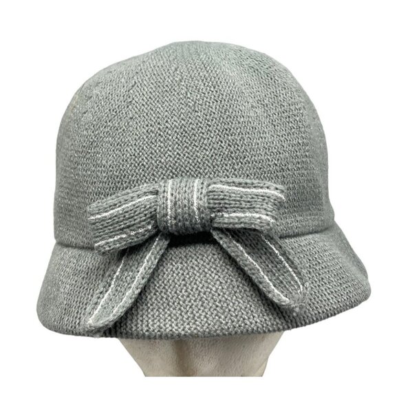August hat company bow acrylic blend grey one size READ new - Picture 1 of 6